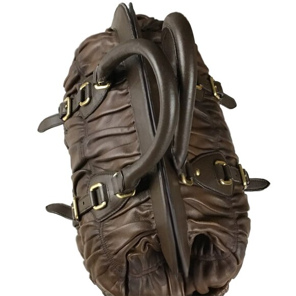 PRADA Nappa Gaufre Brown Leather Satchel Bag - Picture 5 of 16
